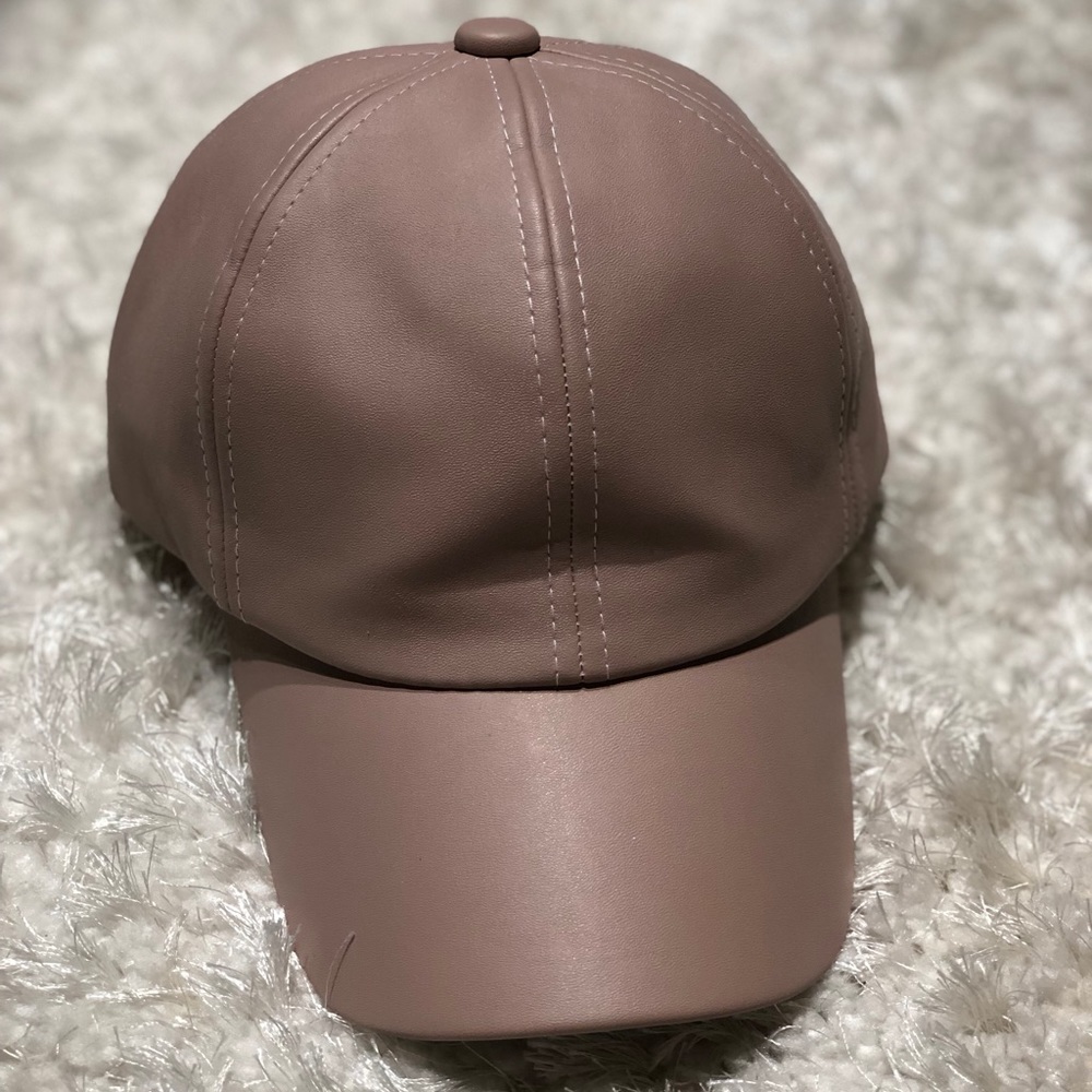 Blush colored leather baseball cap